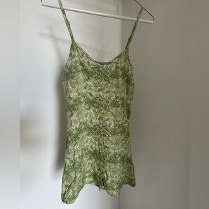 American Eagle Outfitters Green and White Asymmetrical Mini Dress